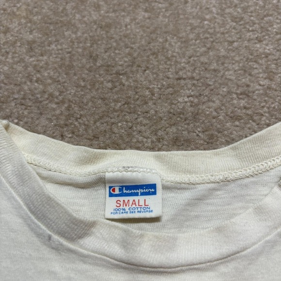 Vtg 70s Champion Shirt Valders Physical Education Small Blue Bar White USA Tee - Picture 2 of 11